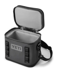YETI Hopper Flip 8 Soft Cooler Charcoal -Fishing Specialty Store YETI Hopper Flip 8 Soft Cooler Charcoal SKU E160 CHA w hopper flip 8 charcoal 3qtr open 7932 b