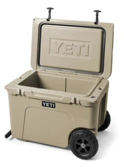 YETI Tundra Haul Wheeled Cool Box Tan -Fishing Specialty Store YETI Tundra Haul Wheeled Cool Box Tan SKU 0106 TAN tundra haul tan 3qtr handle down lid up 3387 b 2