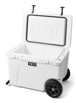 YETI Tundra Haul Wheeled Cool Box White -Fishing Specialty Store YETI Tundra Haul Wheeled Cool Box White SKU 0106 WHI tundra haul white 3qtr handle down lid up 3399 b 2